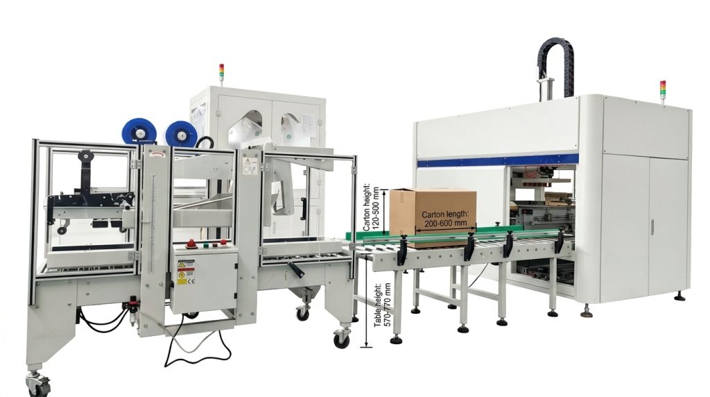 carton size range for automatic case packing machine